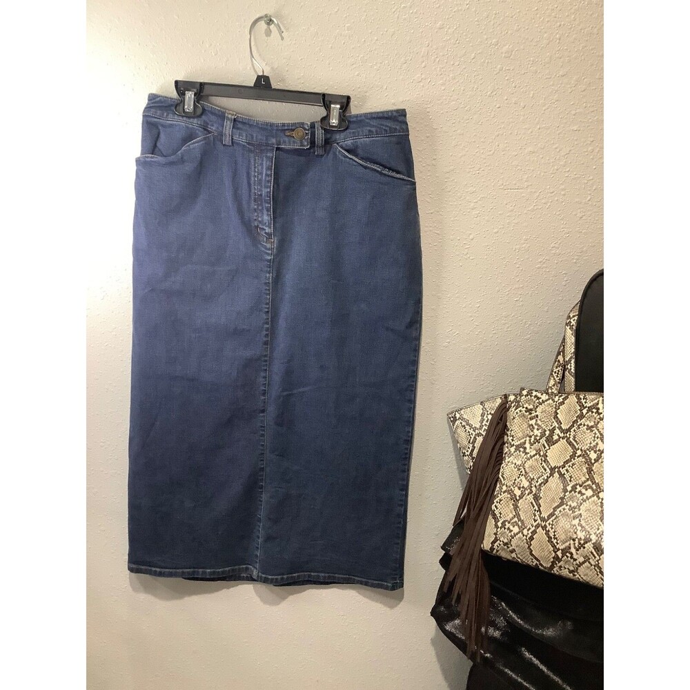 WESTBOUND Blue Denim Stretch Pencil Knee Length skirt Size 8 vintage ;